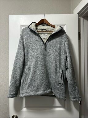 Orvis Gray Half-Zip Sherpa-Lined Pullover Jacket